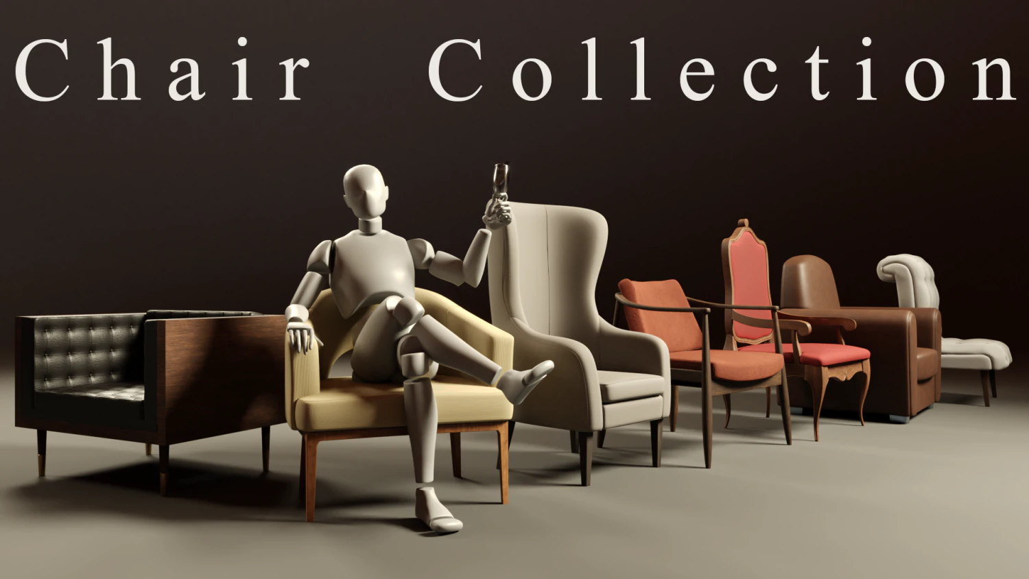 7 modern chair pack 3D Model .c4d .max .obj .3ds .fbx .stl .blend