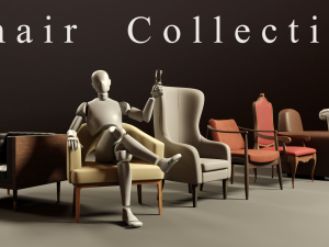 7 modern chair pack Modello 3D