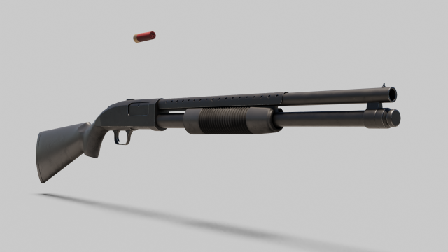 pump action shotgun Model 3D .c4d .max .obj .3ds .fbx .stl .blend 