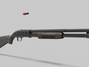 pump action shotgun Model 3D