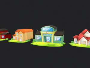 cartoon village house buildings 3D Model