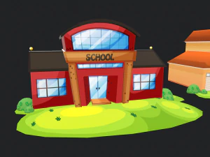 cartoon village house buildings 3D Model