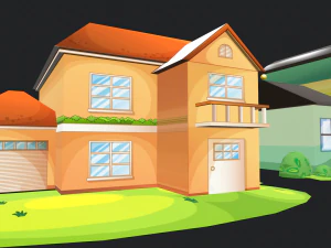 cartoon village house buildings 3D Model