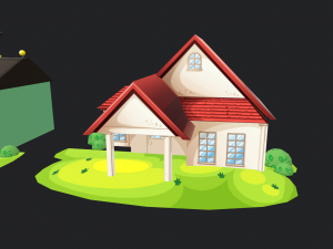 cartoon village house buildings 3D मॉडल