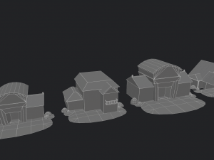 cartoon village house buildings 3D मॉडल