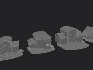 cartoon village house buildings 3D Model