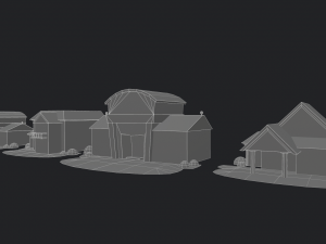 cartoon village house buildings 3D मॉडल