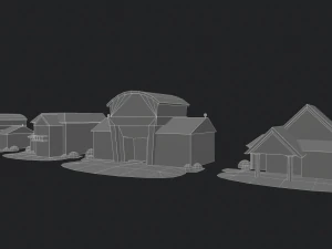 cartoon village house buildings 3D Model