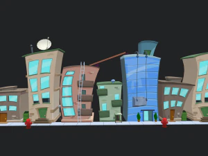 cartoon city buildings 3D Model