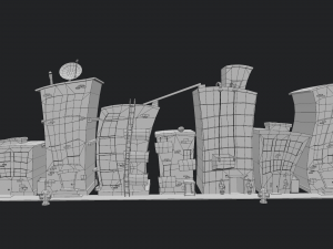 cartoon city buildings 3Dモデル