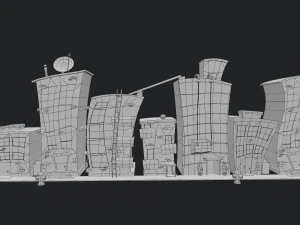 cartoon city buildings 3D Model