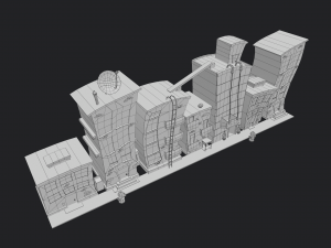 cartoon city buildings 3Dモデル