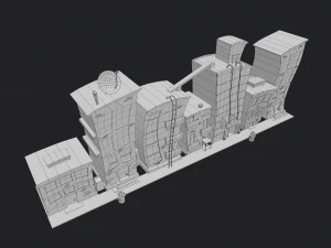 cartoon city buildings 3D Model