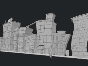 cartoon city buildings 3Dモデル