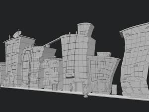 cartoon city buildings 3D Model