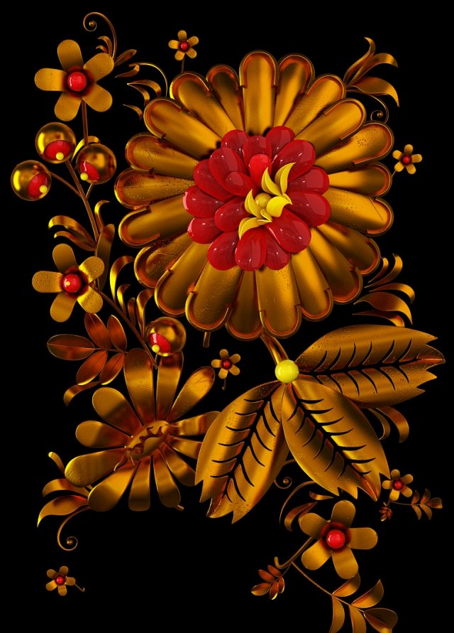 khokhloma russian pattern 3D Model .c4d .max .obj .3ds .fbx .stl .blend 
