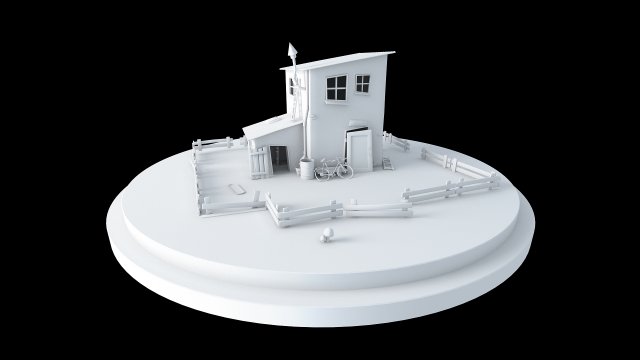old house 3D 模型 .c4d .max .obj .3ds .fbx .stl .blend 