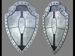 металевий щит для ігор та анімації 3D Модель