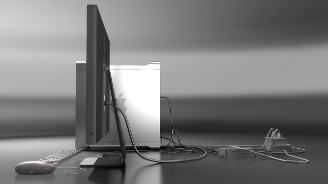 mac pro with wires plugged in 3D Model .c4d .max .obj .3ds .fbx .stl .blend 