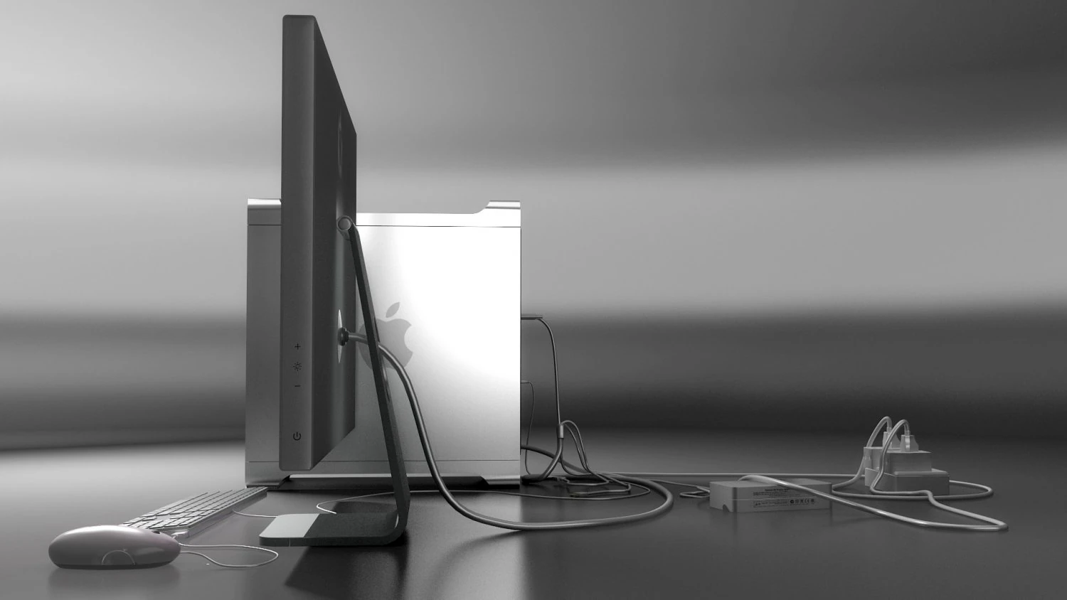 mac pro with wires plugged in 3D Model .c4d .max .obj .3ds .fbx .stl .blend 