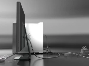 Mac Pro z podłączonymi przewodami Model 3D