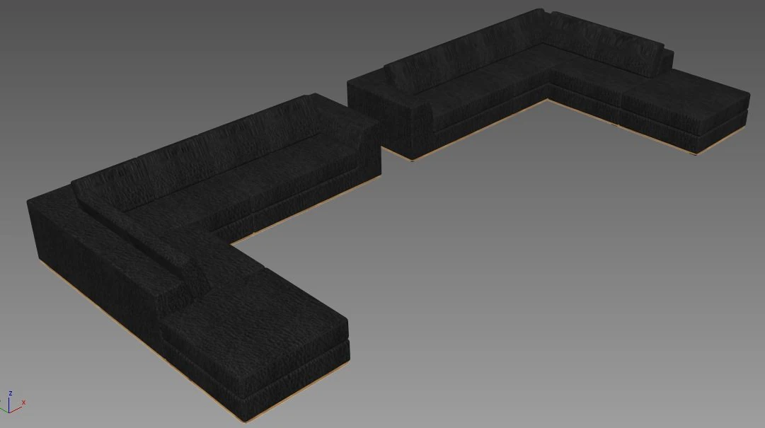 l shape sofa in two direction 3D Model .c4d .max .obj .3ds .fbx .stl .blend
