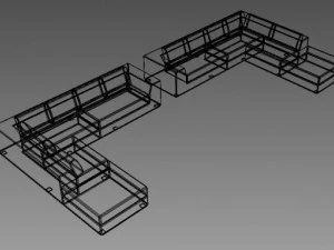 l shape sofa in two direction 3D Model