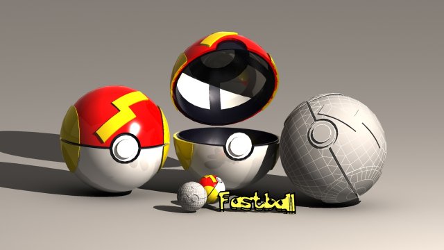 pokeball fast ball 3D 모델 .c4d .max .obj .3ds .fbx .stl .blend 