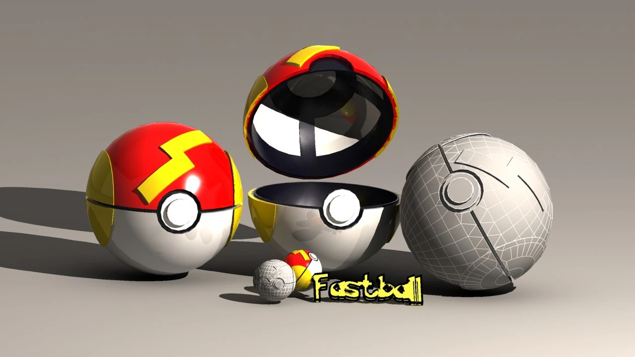 pokeball fast ball 3D Model .c4d .max .obj .3ds .fbx .stl .blend 