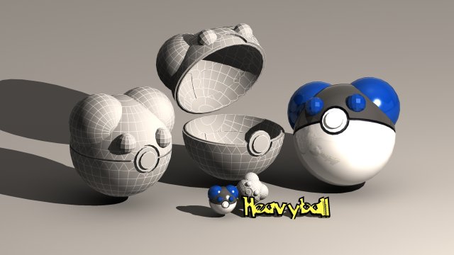 pokeball heavy ball Modèle 3D .c4d .max .obj .3ds .fbx .stl .blend 