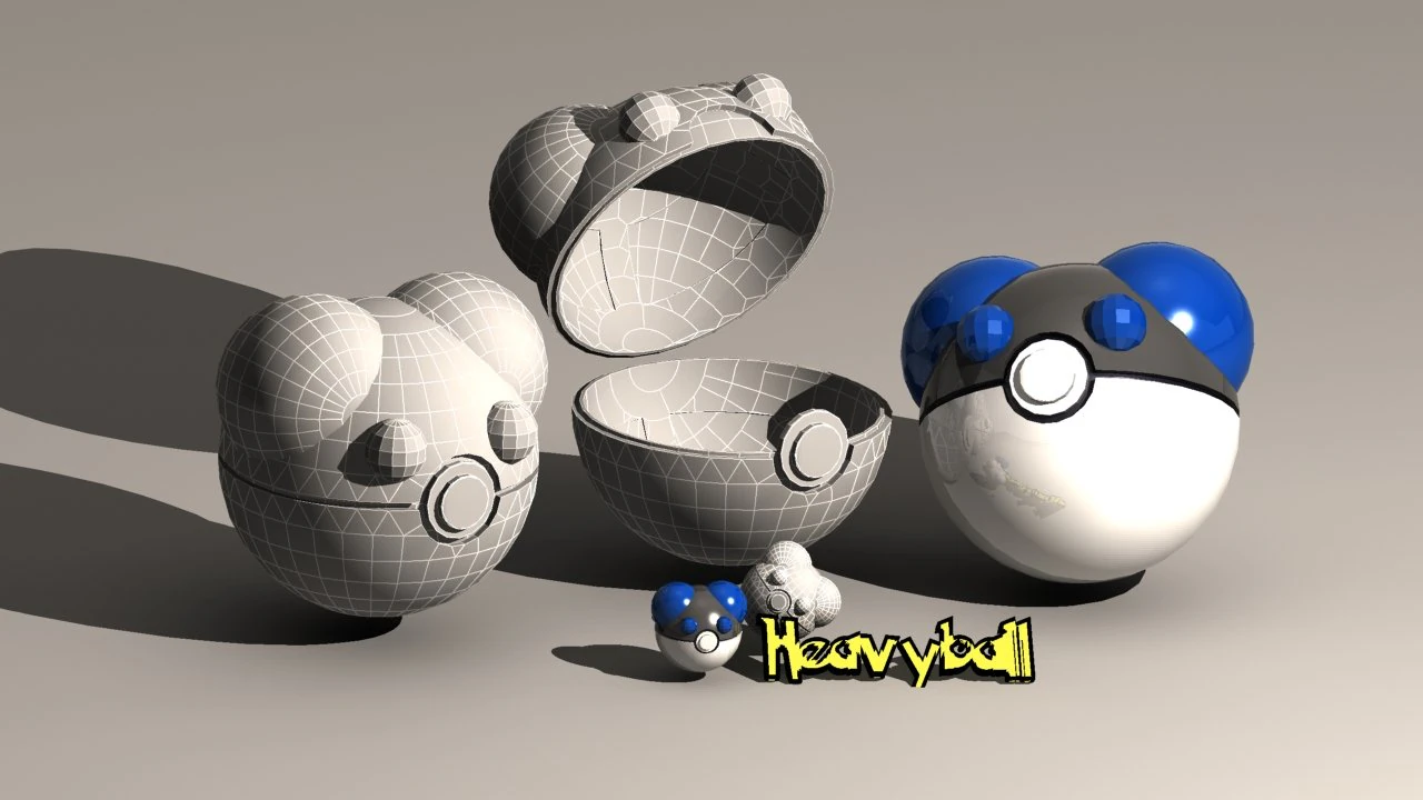 pokeball heavy ball 3D Model .c4d .max .obj .3ds .fbx .stl .blend