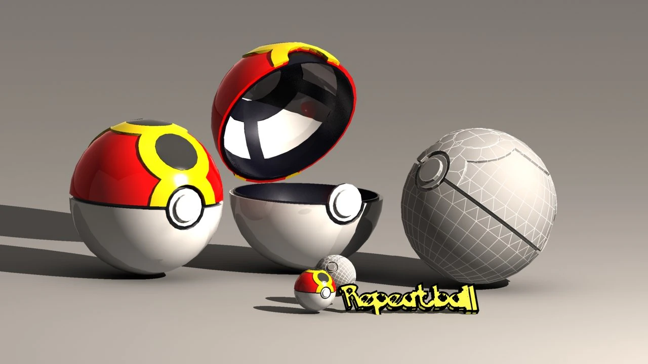 pokeball repeat ball 3D Model .c4d .max .obj .3ds .fbx .stl .blend 