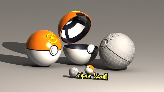 pokeball sports ball Modelo 3D .c4d .max .obj .3ds .fbx .stl .blend 