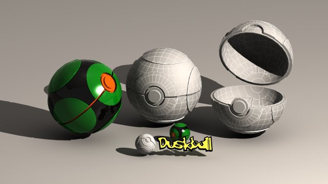 pokeball dusk ball 3D Model .c4d .max .obj .3ds .fbx .stl .blend 