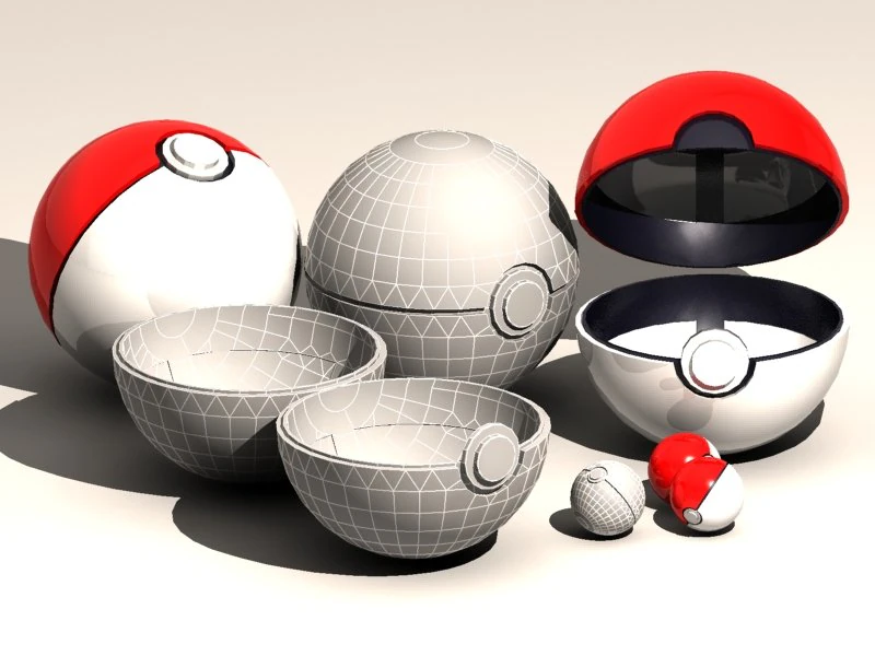 pokeball 3D Model .c4d .max .obj .3ds .fbx .stl .blend 
