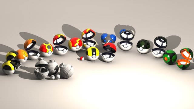 pokeball 9 in 1 bundle 3D-Modell .c4d .max .obj .3ds .fbx .stl .blend 