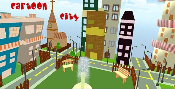 game ready low poly cartoon city 3D Model .c4d .max .obj .3ds .fbx .stl .blend
