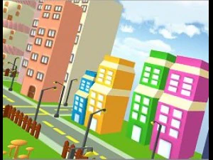 game ready low poly cartoon city 3D Model