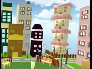 game ready low poly cartoon city 3D Model