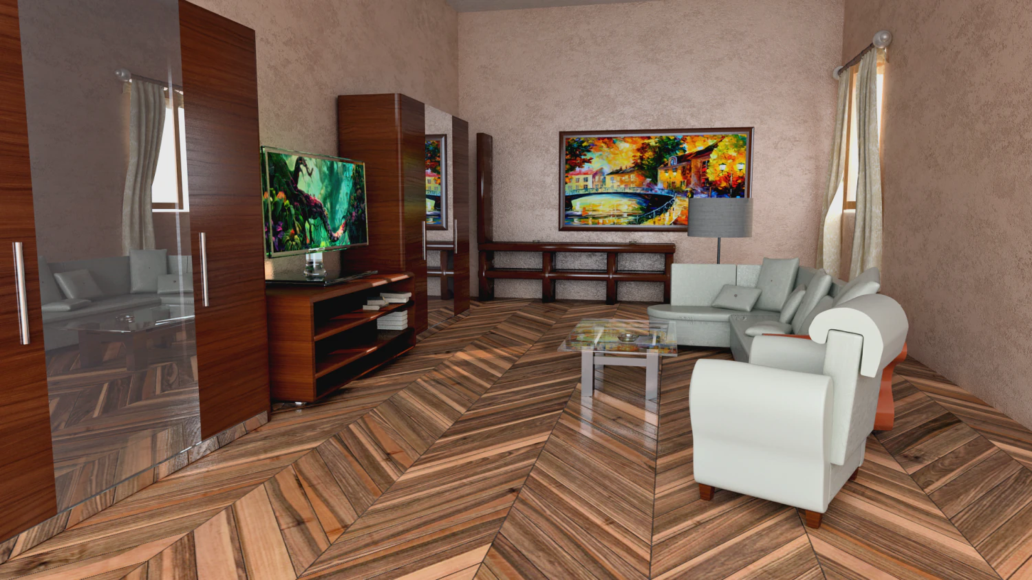 modern living room 3D Model .c4d .max .obj .3ds .fbx .stl .blend 