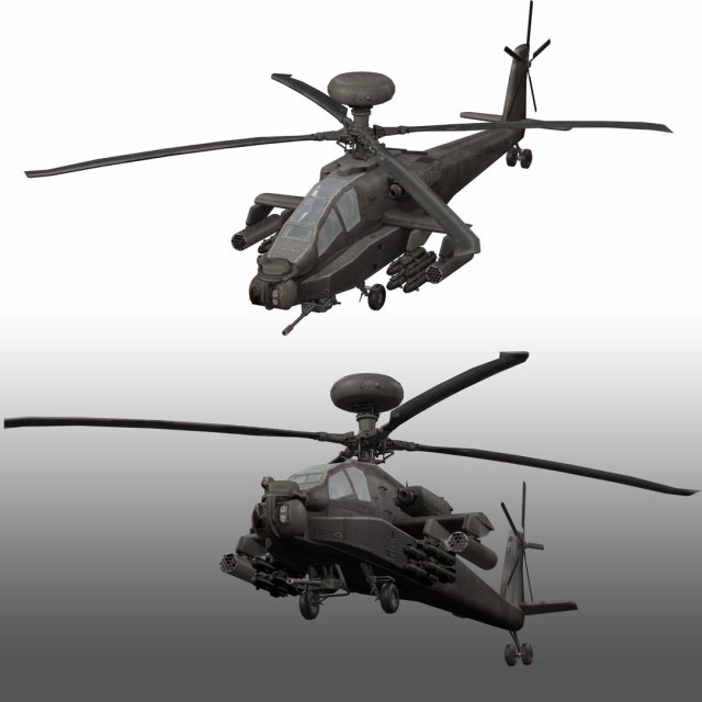 Apache Attack Helicopter AH 64 Low poly Modelo 3D .c4d .max .obj .3ds .fbx .stl .blend 