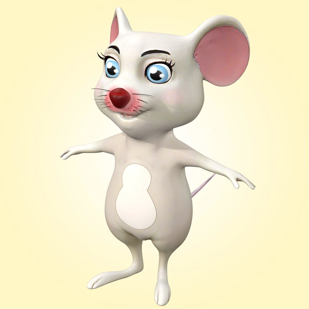 Cute Cartoon Mouse Rig 3D Model .c4d .max .obj .3ds .fbx .stl .blend 