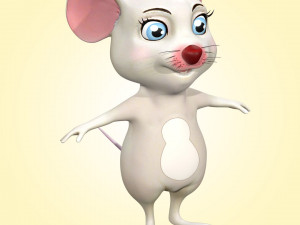 Cute Cartoon Mouse Rig 3D Модель