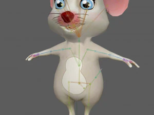 Cute Cartoon Mouse Rig 3D Model