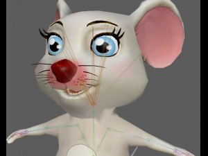Cute Cartoon Mouse Rig 3D Модель