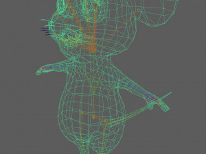 Cute Cartoon Mouse Rig 3D Модель