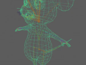 Cute Cartoon Mouse Rig 3D Model