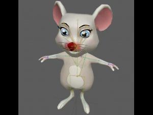 Cute Cartoon Mouse Rig 3D Model