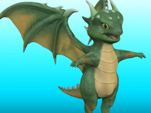 Cute Cartoon Dragon Rig Model 3D