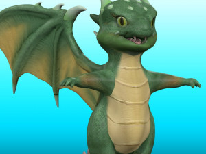 Cute Cartoon Dragon Rig Modello 3D